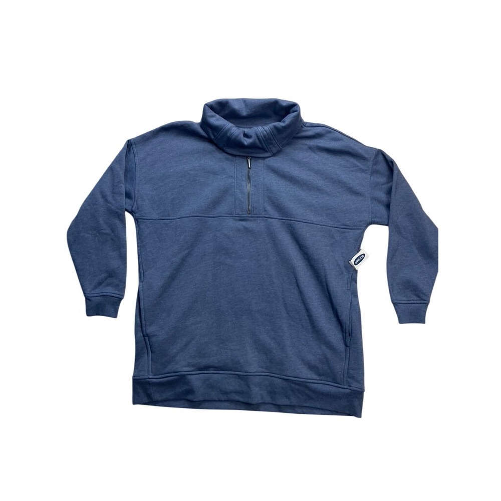 Old Navy Quarter Zip Pullover Womens Small Blue‎ Mock Neck Fleece Sweatshirt